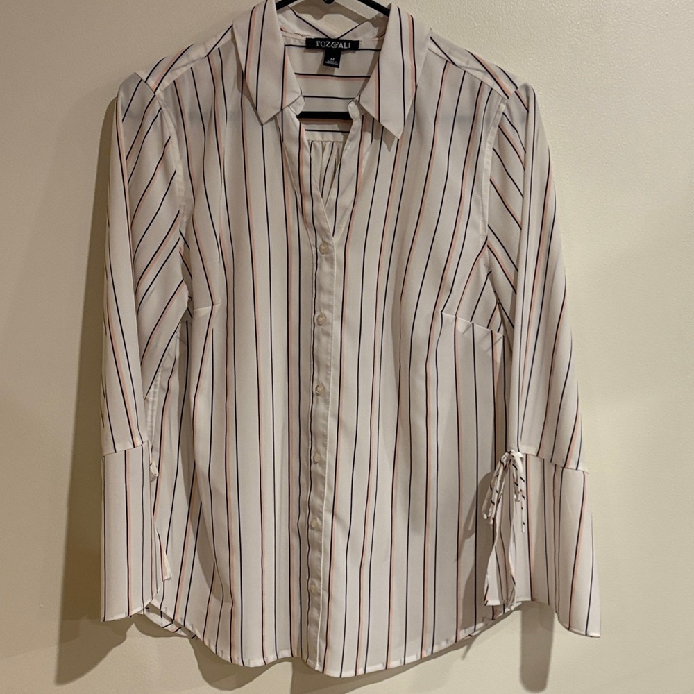 Roz & Ali Elegant White Blouse with Stripes